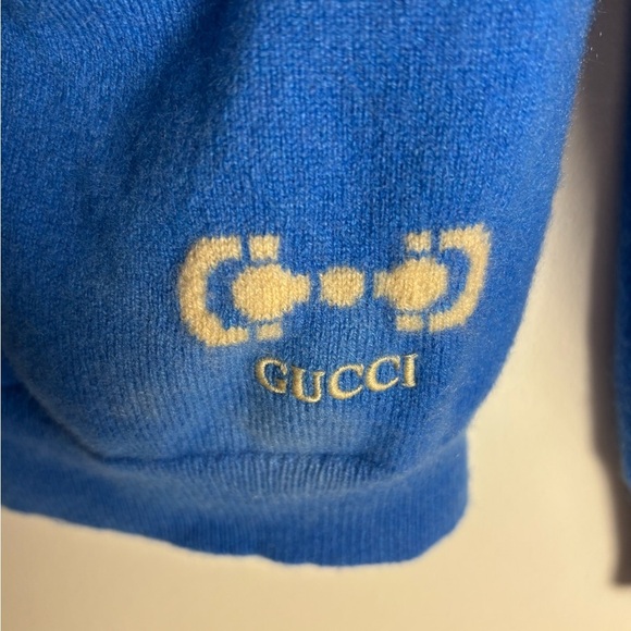 Gucci Blue V-Neck Cardigan Cashmere Sweater - Picture 7 of 8